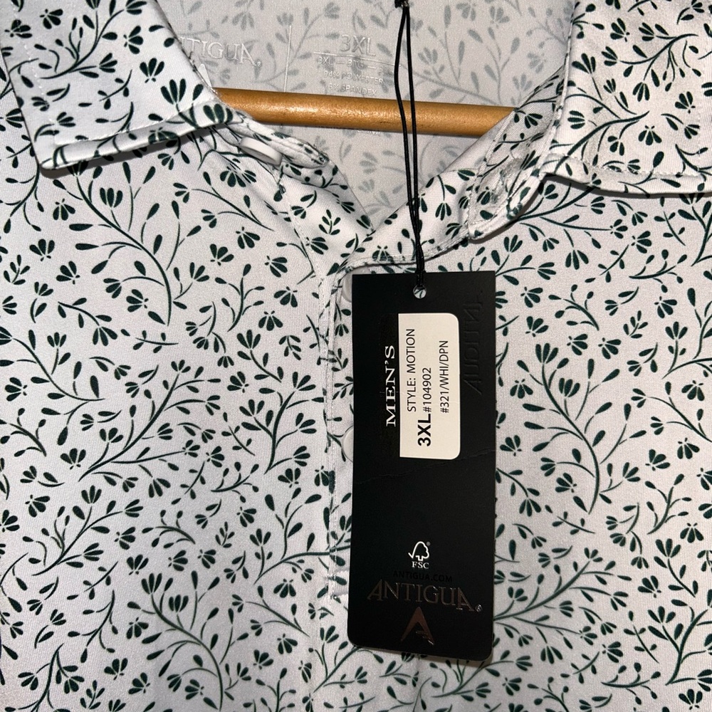 Antigua Green and White Casual Polo Shirt - Picture 5 of 6
